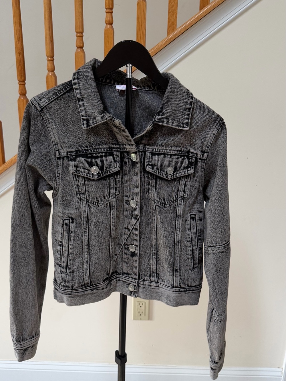 Pink Lily Black Washed Denim Jean Jacket